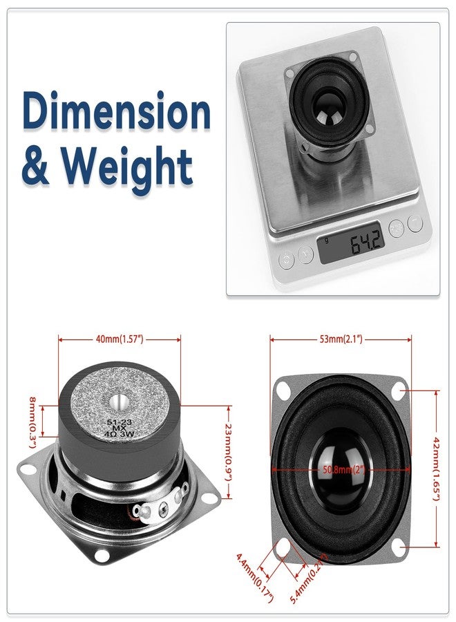 MakerHawk 2" 4 Ohms 3W Full Range Audio Speaker Stereo Woofer Loudspeaker for Arduino (4pcs) - Image 3